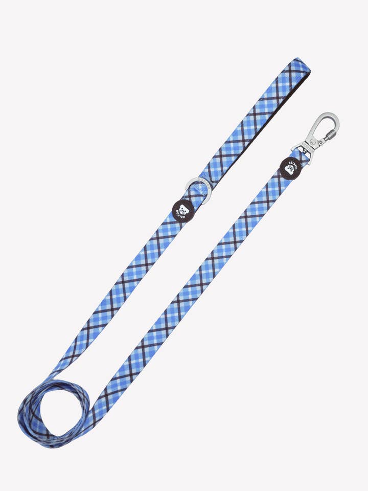 TARTAN BLUE MOCCA DOG LEASH for wholesale by Dukier