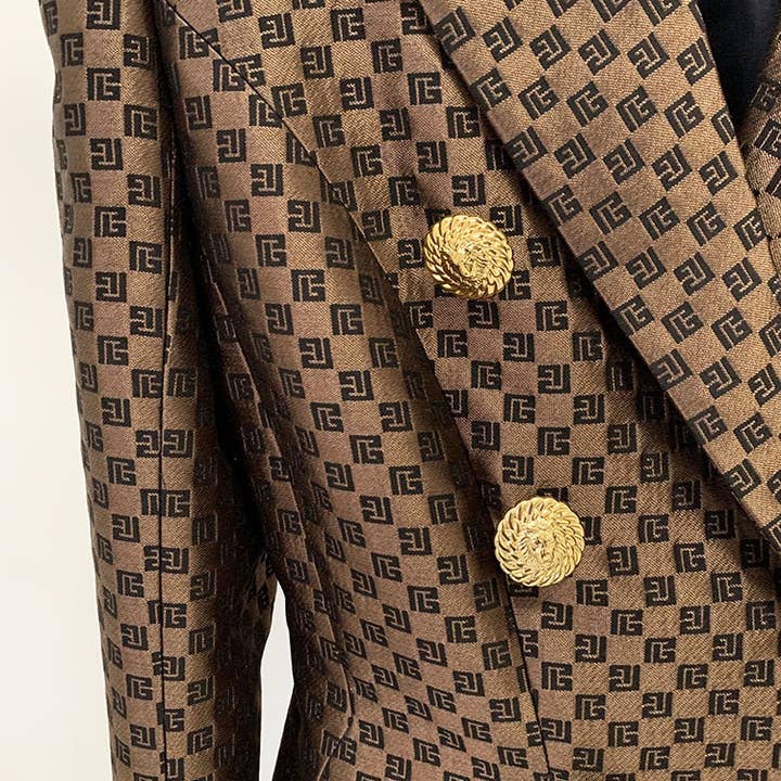 Marron Blazer brodé jacquard femme BL080 en vente sur Faire5