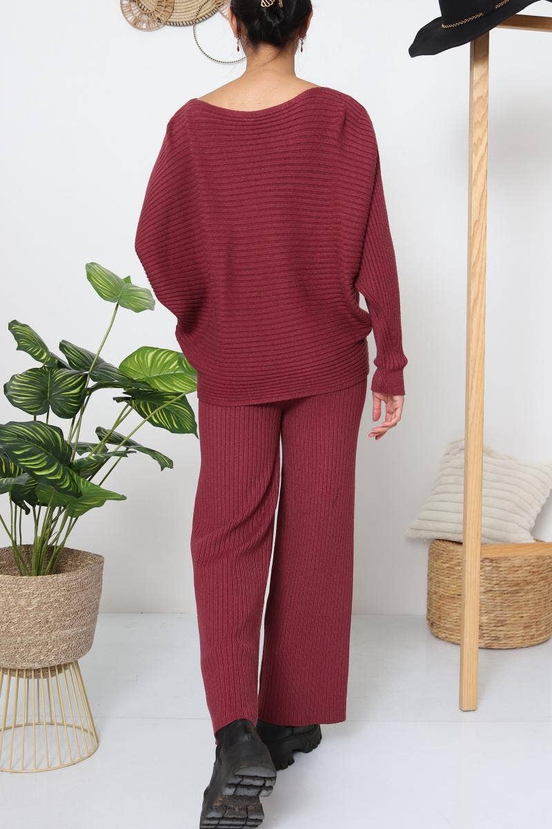 DIX-ONZE - Wholesale Top & Pant Set (NOT Loungewear) - Women's - Ribbed Fine Knit Set – Oversized Sweater & Wide-Leg Pants26