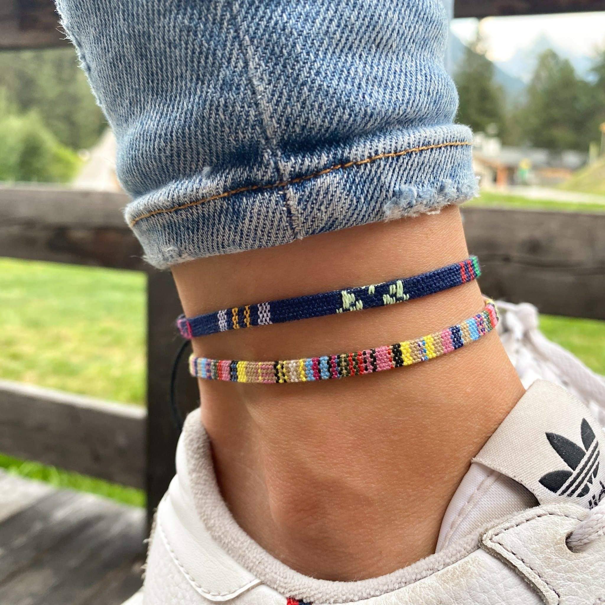 Made By Nami - Vente Parures de bijoux - Lot de 2 bracelets de cheville Ocean Sun - Jaune & Bleu1