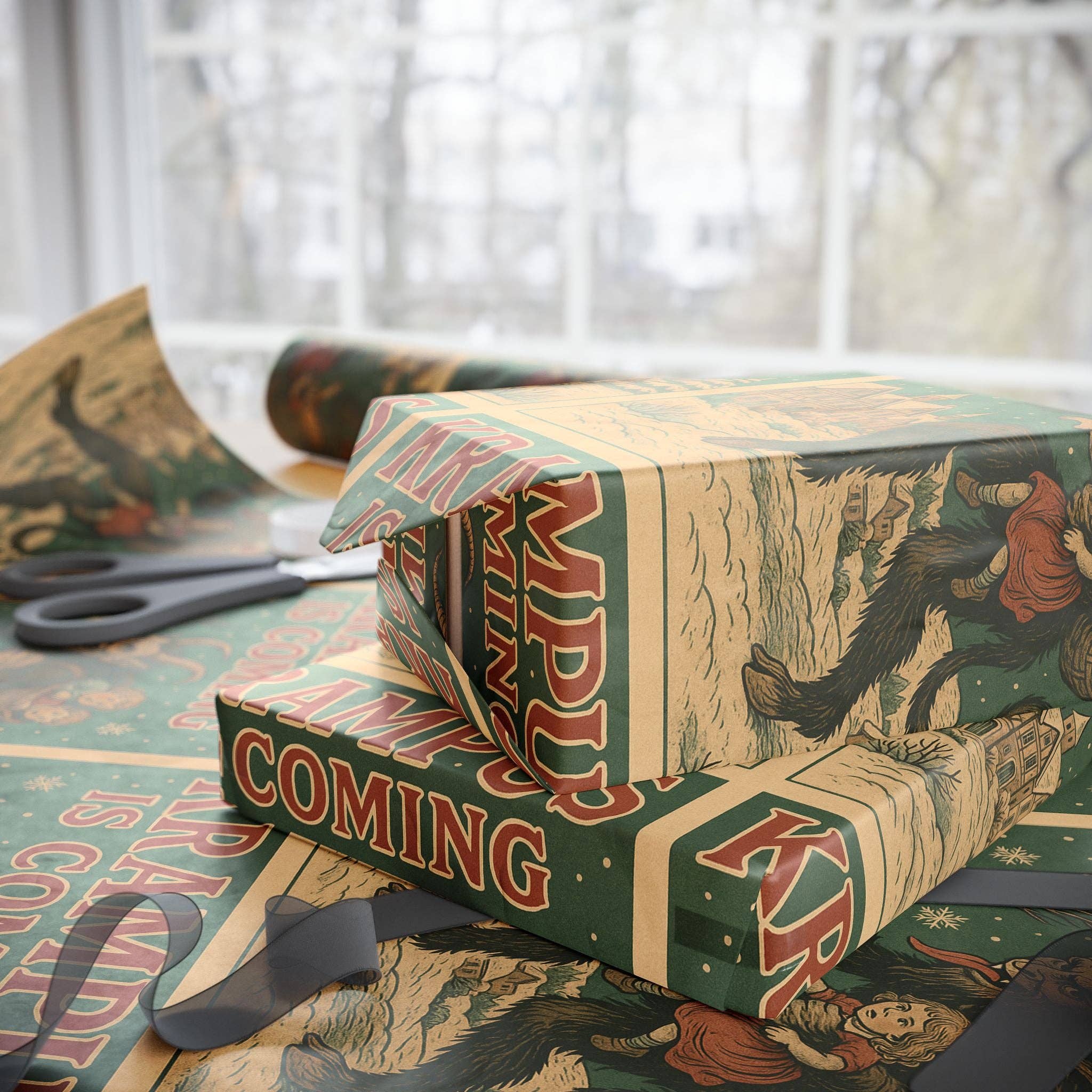 Goth Cloth Co. - Wholesale Flat Wrap - Krampus is Coming Gift Wrap5