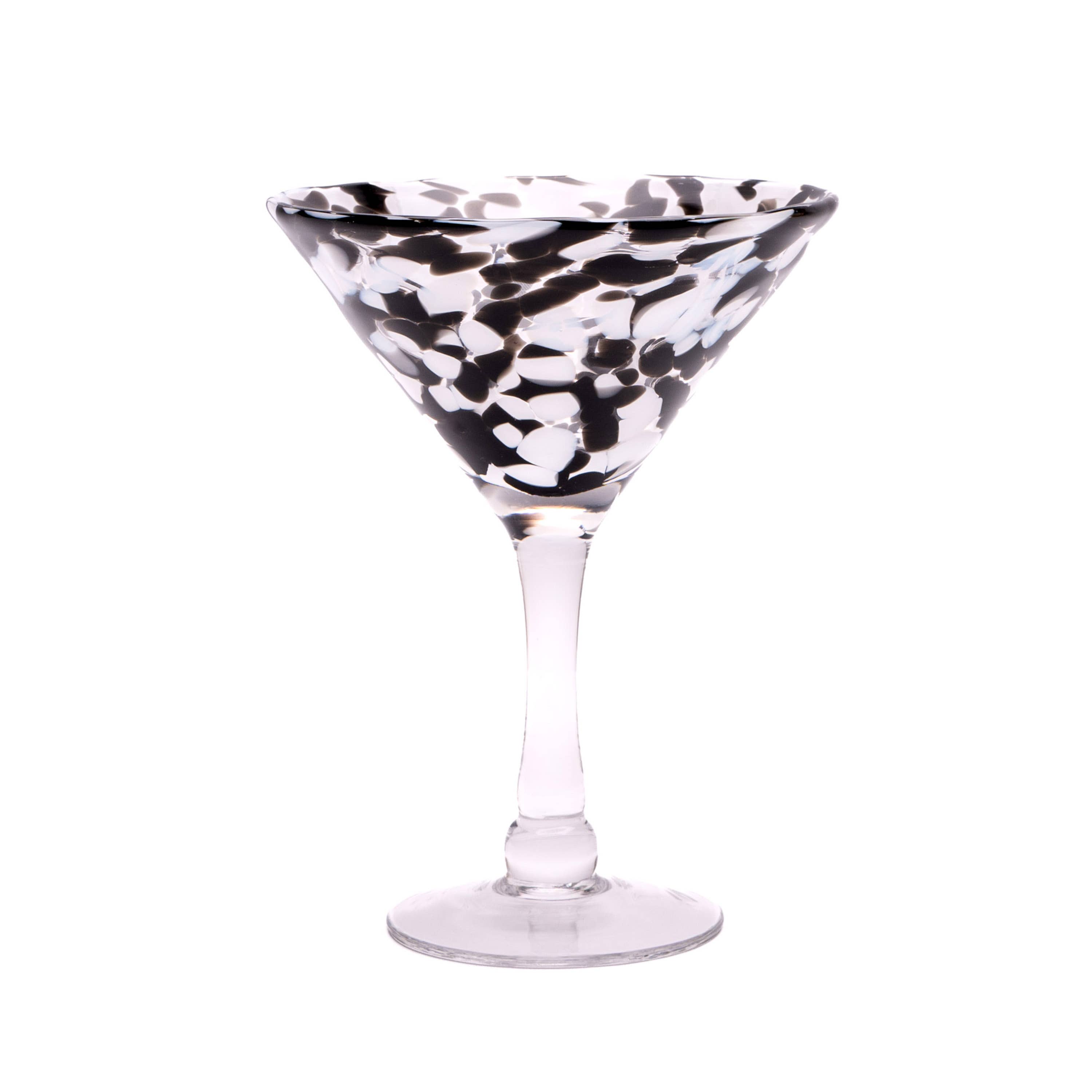The Glass House Wholesale Interiors Ltd. - Wholesale Cocktail/liquor glass - Large Martini Glass: Dalmatian Print