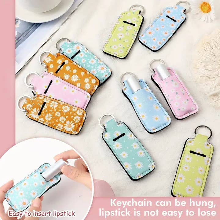 CY Design Studio - Wholesale Keychain – Women's - Floral Chapstick Keyring – 4” – Assorted Designs1