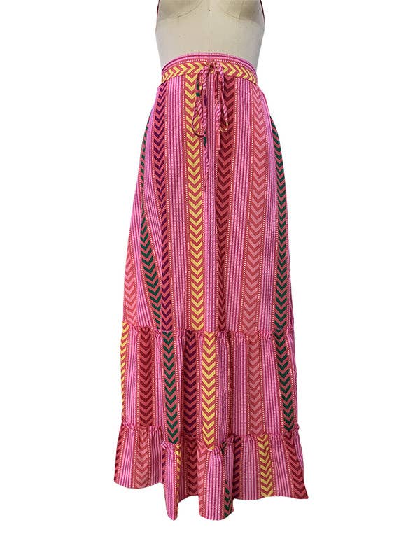 ROJO ROSA Faldas de fondo con vendaje suelto y estampado multicolor de venta al por mayor en Faire3