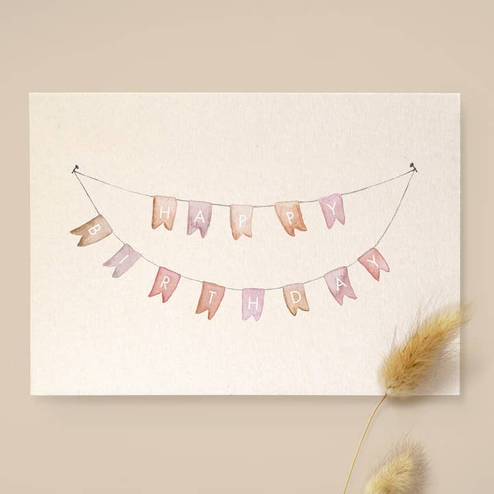 Leevje - Wholesale Birthday Card - Card garland 'Happy Birthday' made of wood pulp board