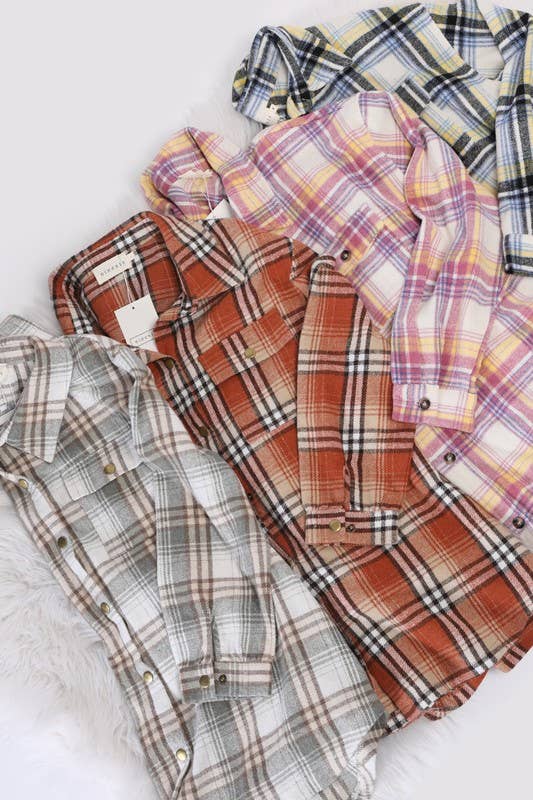 NINEXIS - Vente Veste-chemise – femme - CWOJA406_VESTE À CARREAUX EN FLANELLE SANS POCHE LATÉRALE18