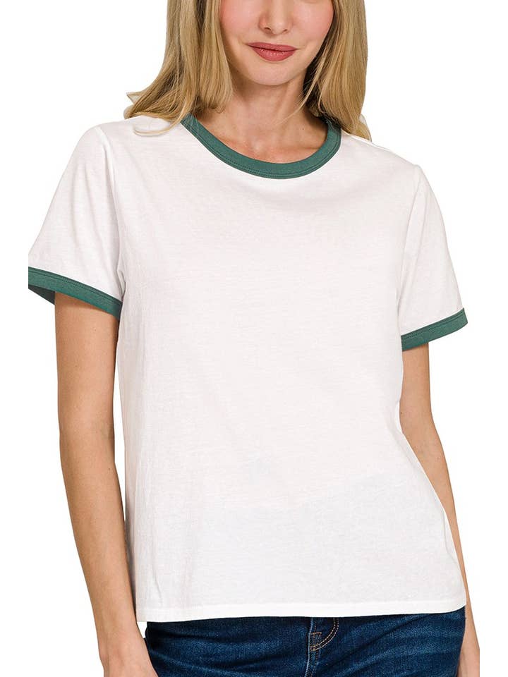 Vanilla Monkey - Wholesale Knit Top - Women's - Contrast Binding Short Sleeve Tee Shirts4