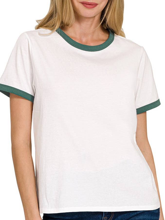 Contrast Binding Short Sleeve Tee Shirts for wholesale by Vanilla Monkey