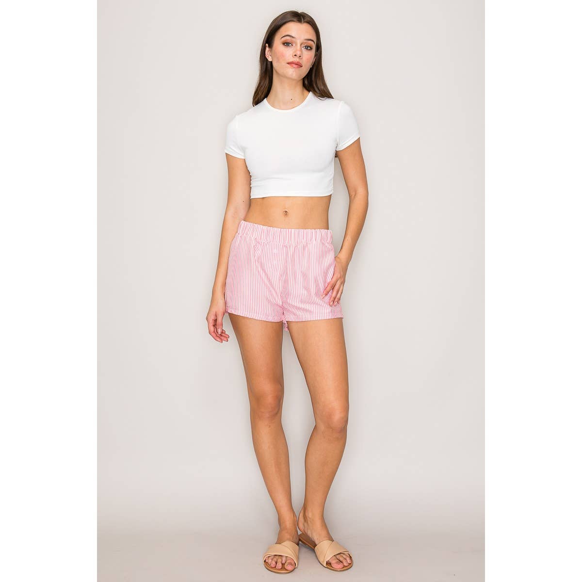 Popular 21 - Wholesale Shorts - Women's - Low Rise Boxer Shorts with Buttons at Front7