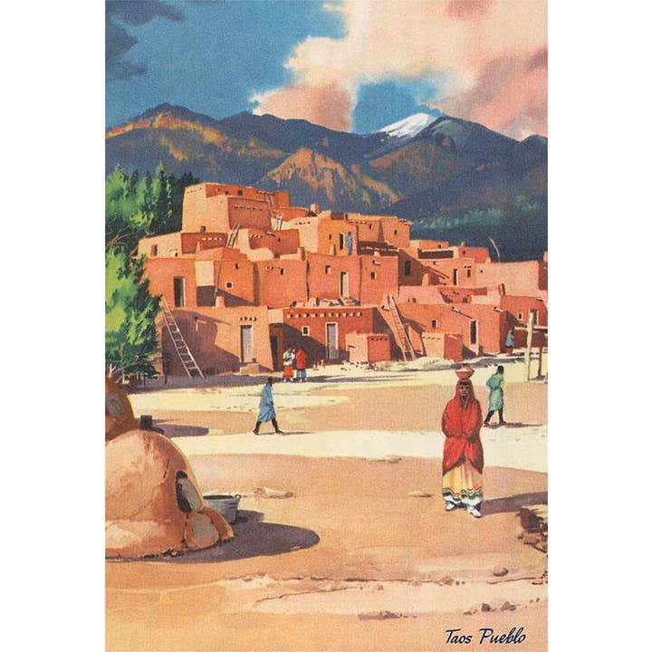 Postcard NM-299 Travel Poster for Taos Pueblo for wholesale by Found Image Press