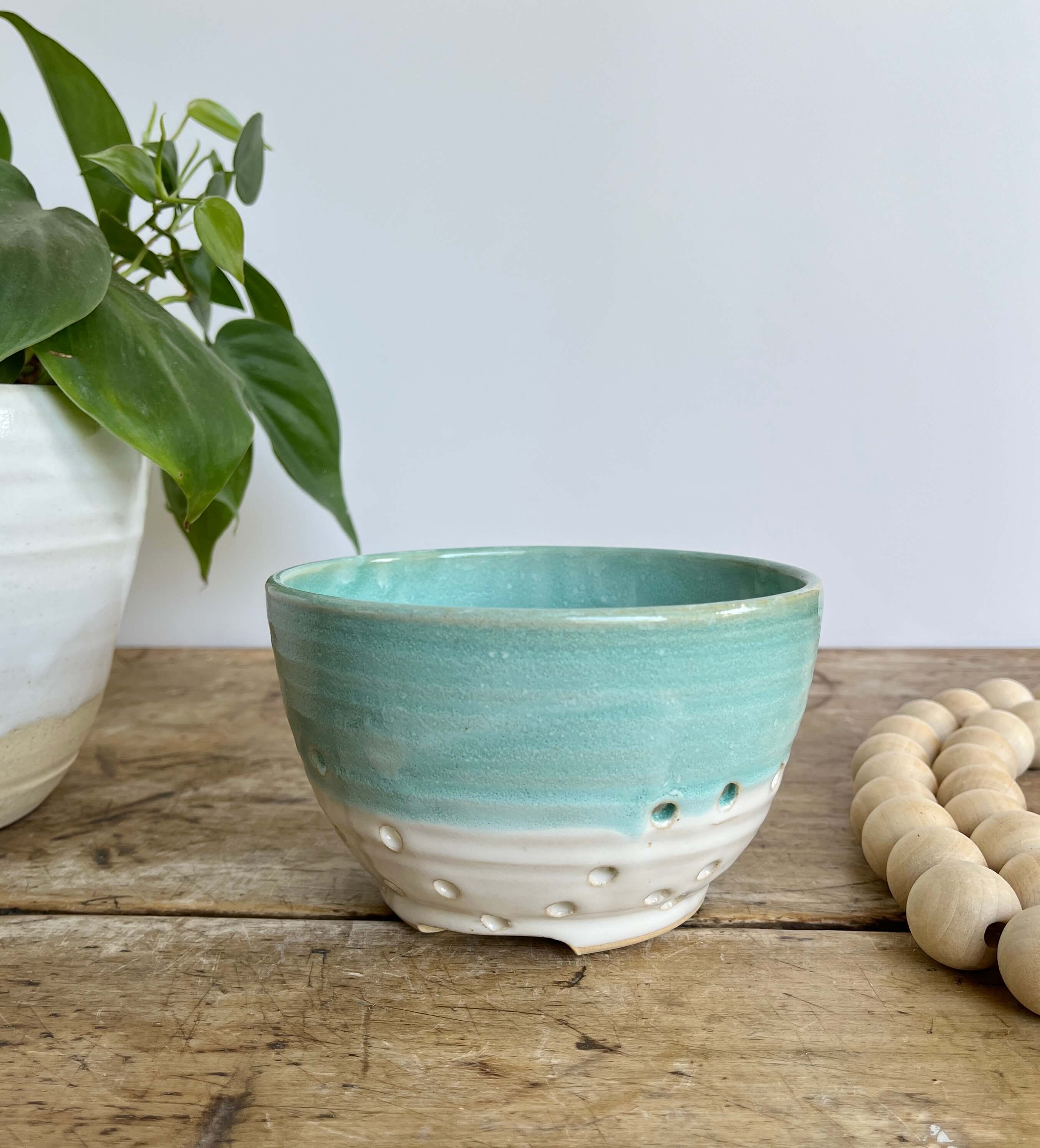 Coastal Clay Co. - Wholesale Colander - Classic Summer Berry Bowl With Saucer - Ceramic Colander23