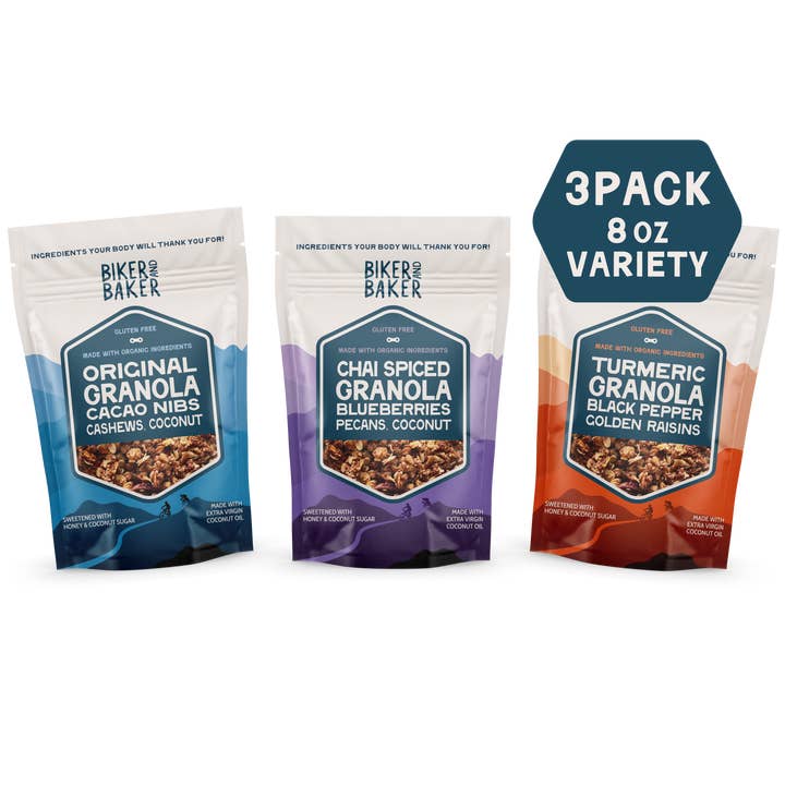Gratitude Granola Variety 3 Pack - 8oz Bundle for wholesale by The Biker and Baker