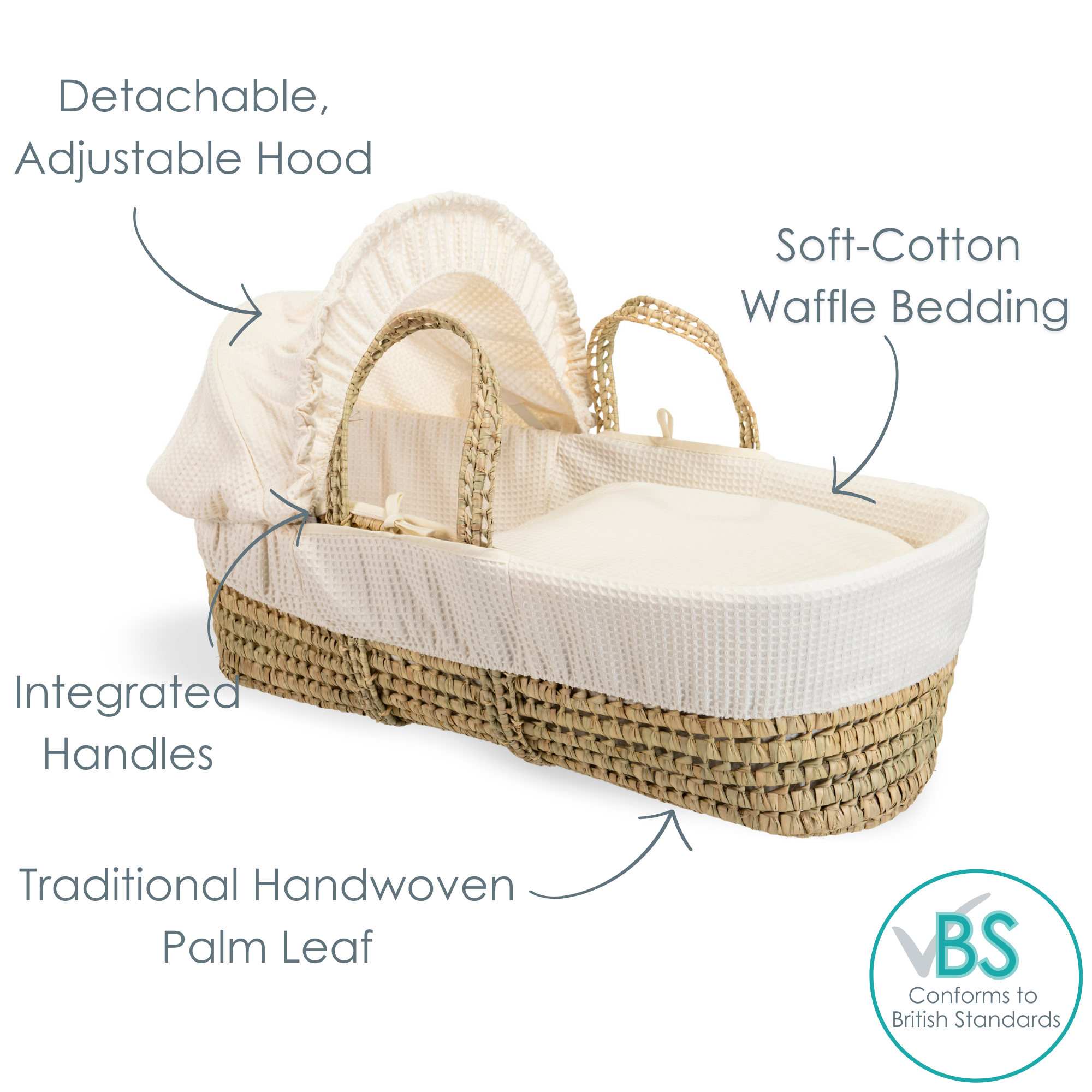 Clair De Lune - Wholesale Bassinet - Baby - Waffle Palm Moses Basket7