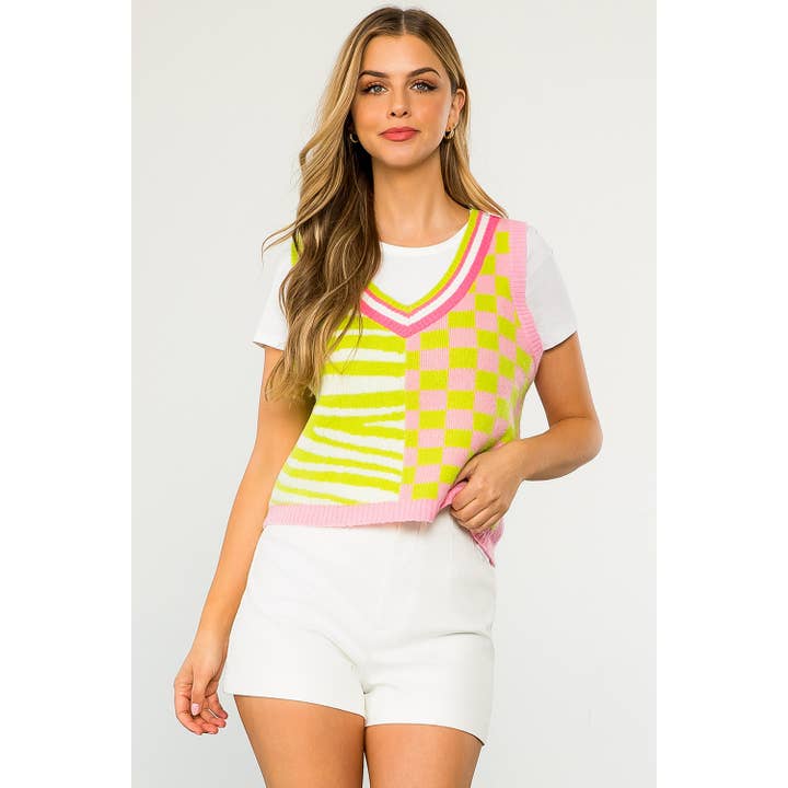 Multi Pattern Knit Vest for wholesale by THML