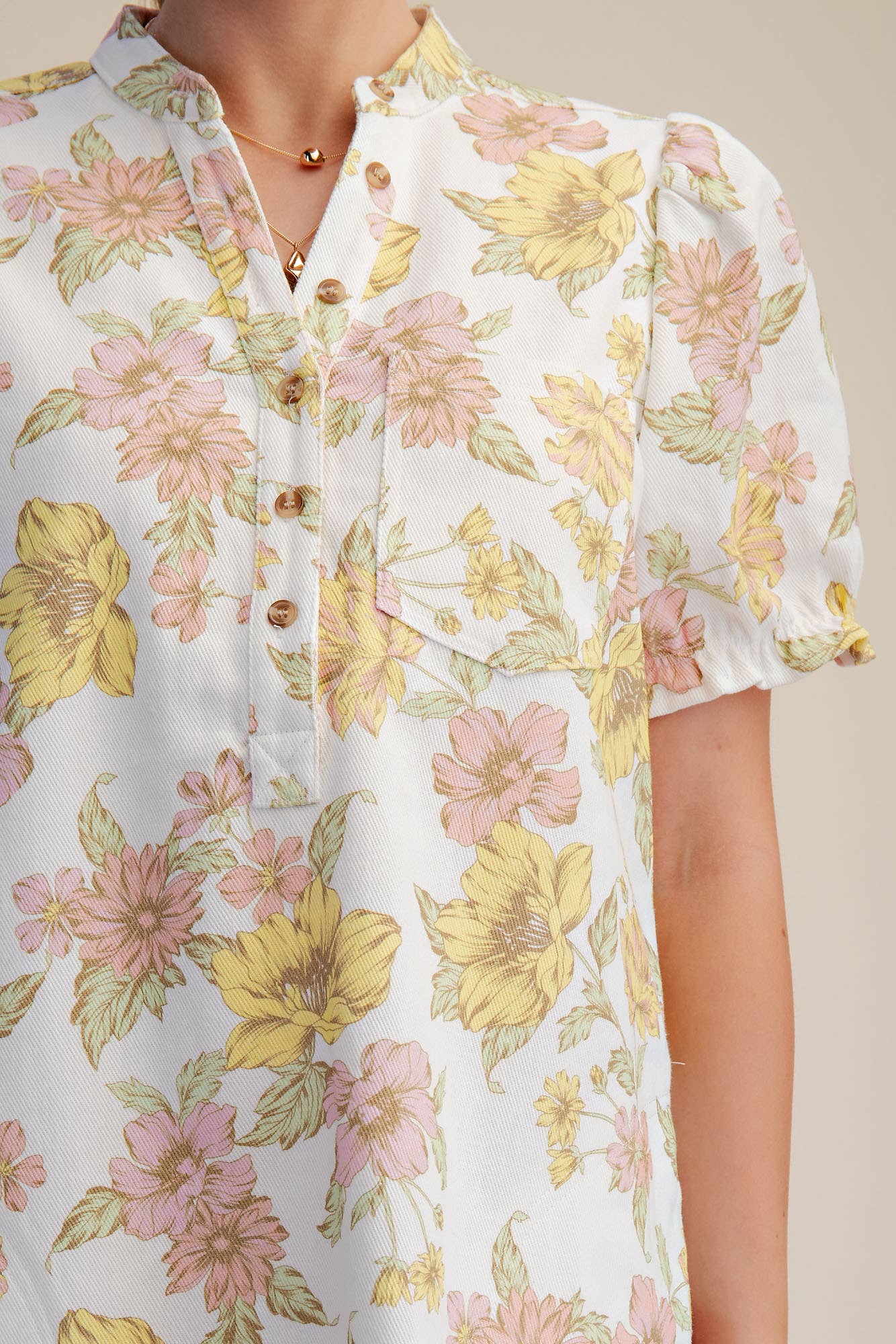 Glam - Wholesale Dress - Women's - Puff-Sleeve Floral Mini Dress4