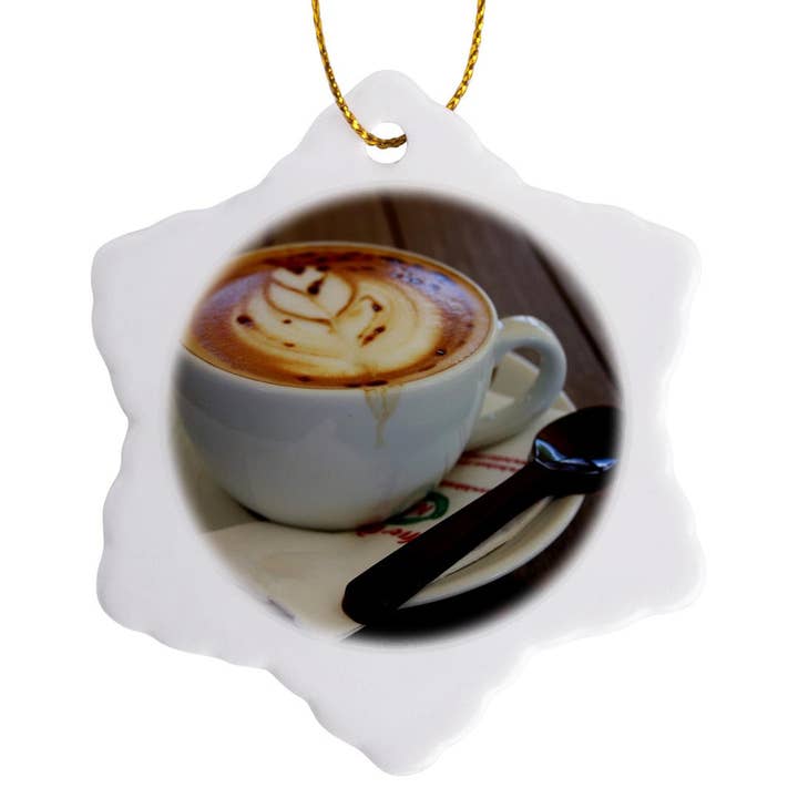 3dRose - Wholesale Ornament - 3dRose, Americano Coffee with Tulip Design And Chocolate Spoon, Ornament7