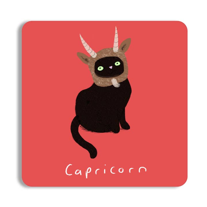 Jo Clark Design – wholesale Coasters – Zodicats Capricorn Coaster0
