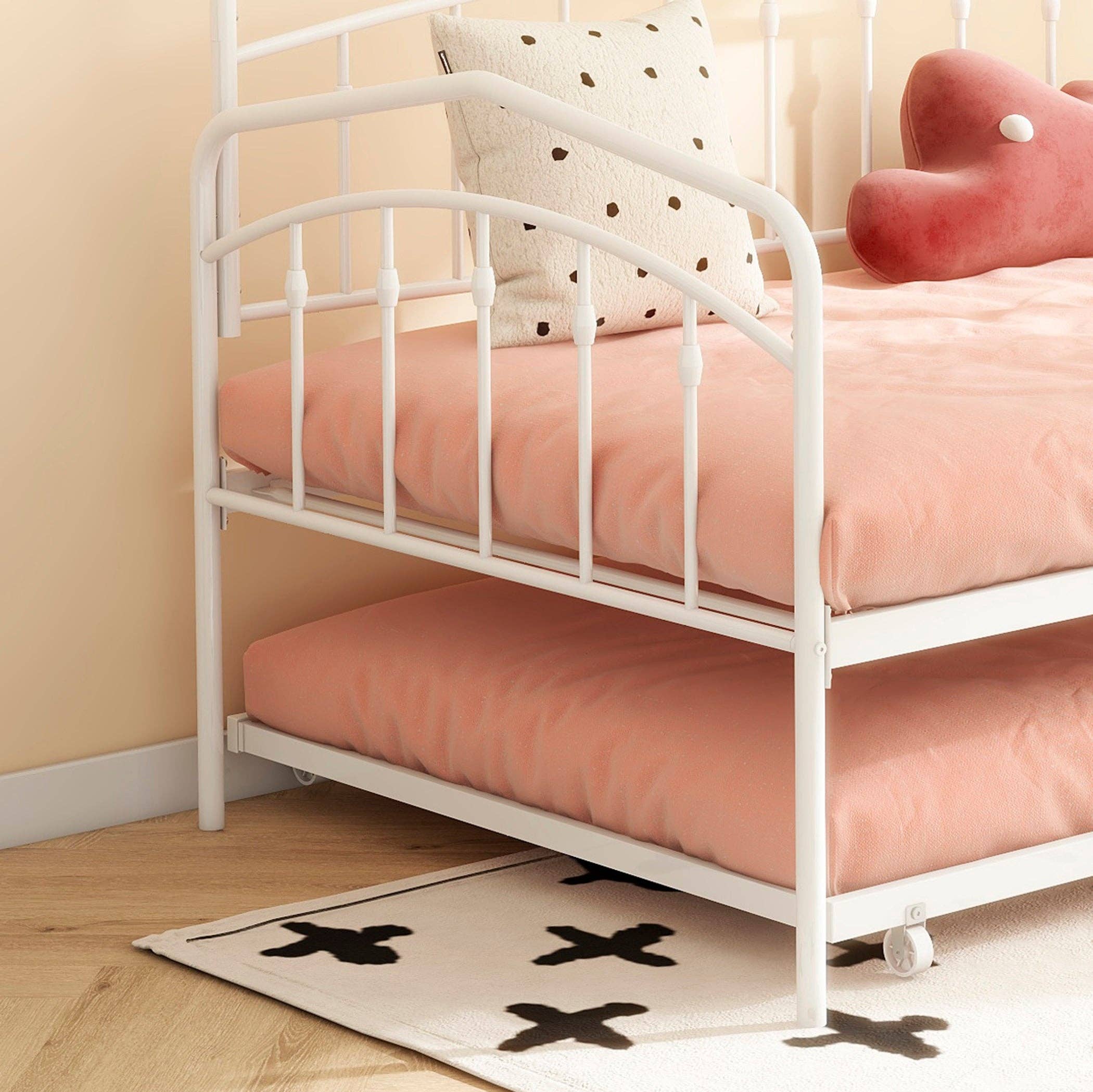 Orange County Decor - Wholesale Bed - Kids & Baby - Fox Twin Daybed With Twin Trundle, White Box Spring Not Required Twin White Metal Bedroom Daybeds Metal5