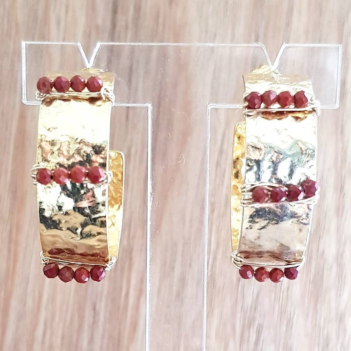 Inaya red jaspe hoop earrings for wholesale by C'cedille