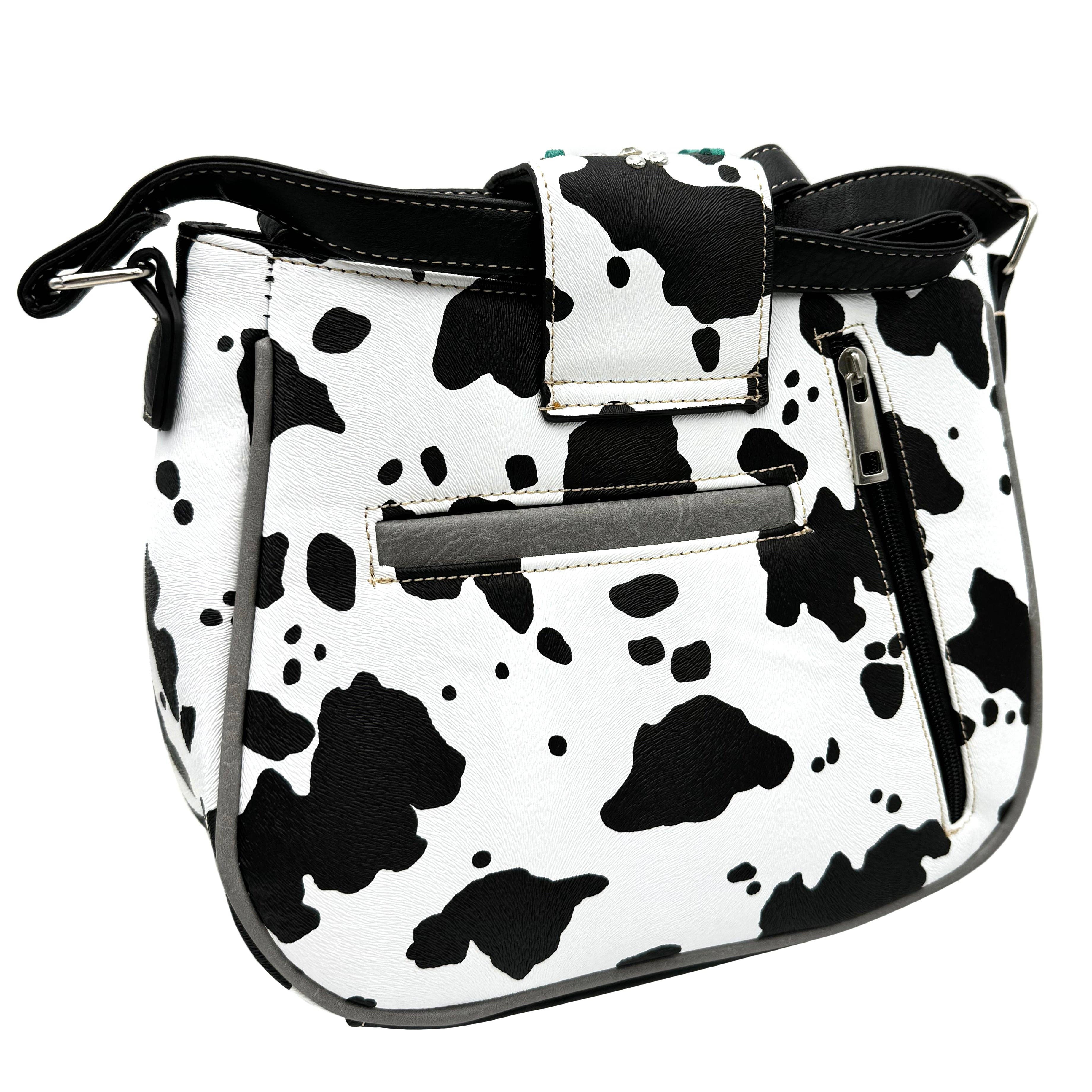 Lunar Deer - Wholesale Crossbody Bag - Women's - Crown Buckle Cow Print Floral Western Crossbody Bucket Bag4
