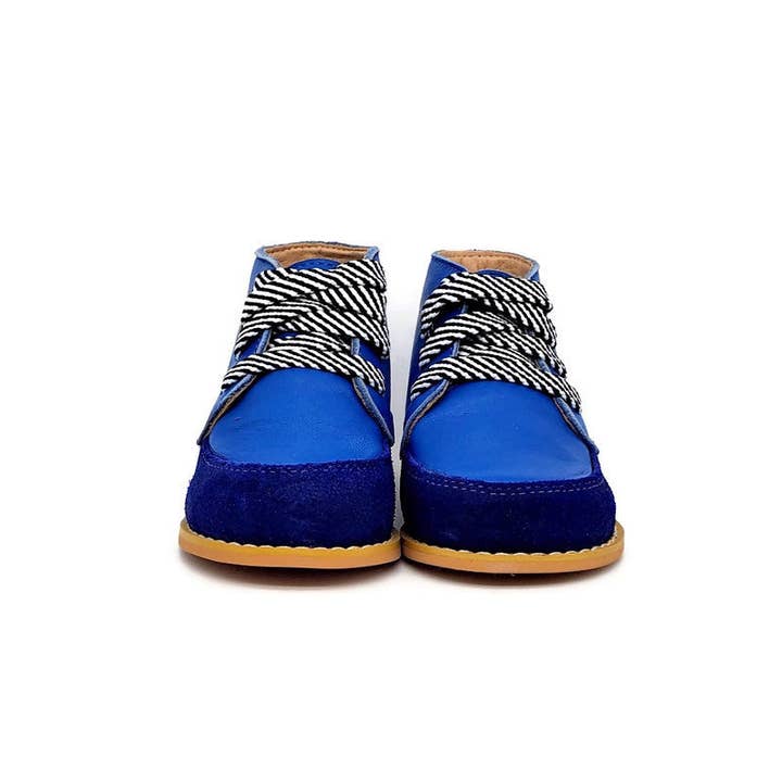 Tippy Tot Shoes – wholesale Cot shoes – Baby – Vintage + Stripe Shoelaces - Navy