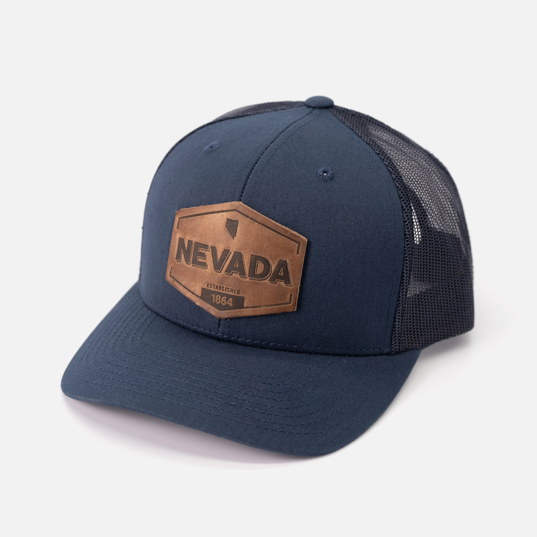 Range Leather Co. - Wholesale Trucker Hat - Unisex - Nevada Established Hat | Leather Patch Trucker Hat1