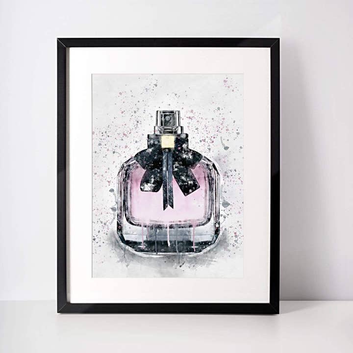 Paris Perfume Bottle Wall Art Print for wholesale by Woolly Mammoth Media