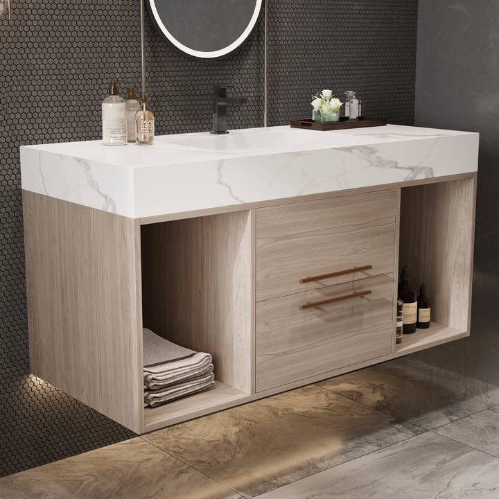 39F Inc. - Wholesale Cabinet - 39.4" Floating Bathroom Vanity w/Ceramic Sink 2