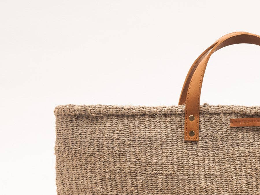 The Basket Room – wholesale Top handle bag – women's – KAZA: Brown & Grey Two Tone Woven Shopper3