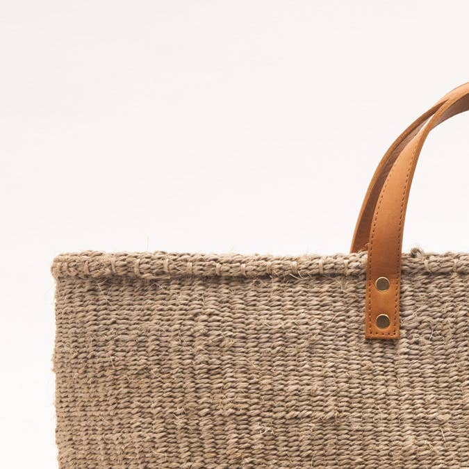 The Basket Room – wholesale Top handle bag – women's – KAZA: Brown & Grey Two Tone Woven Shopper3