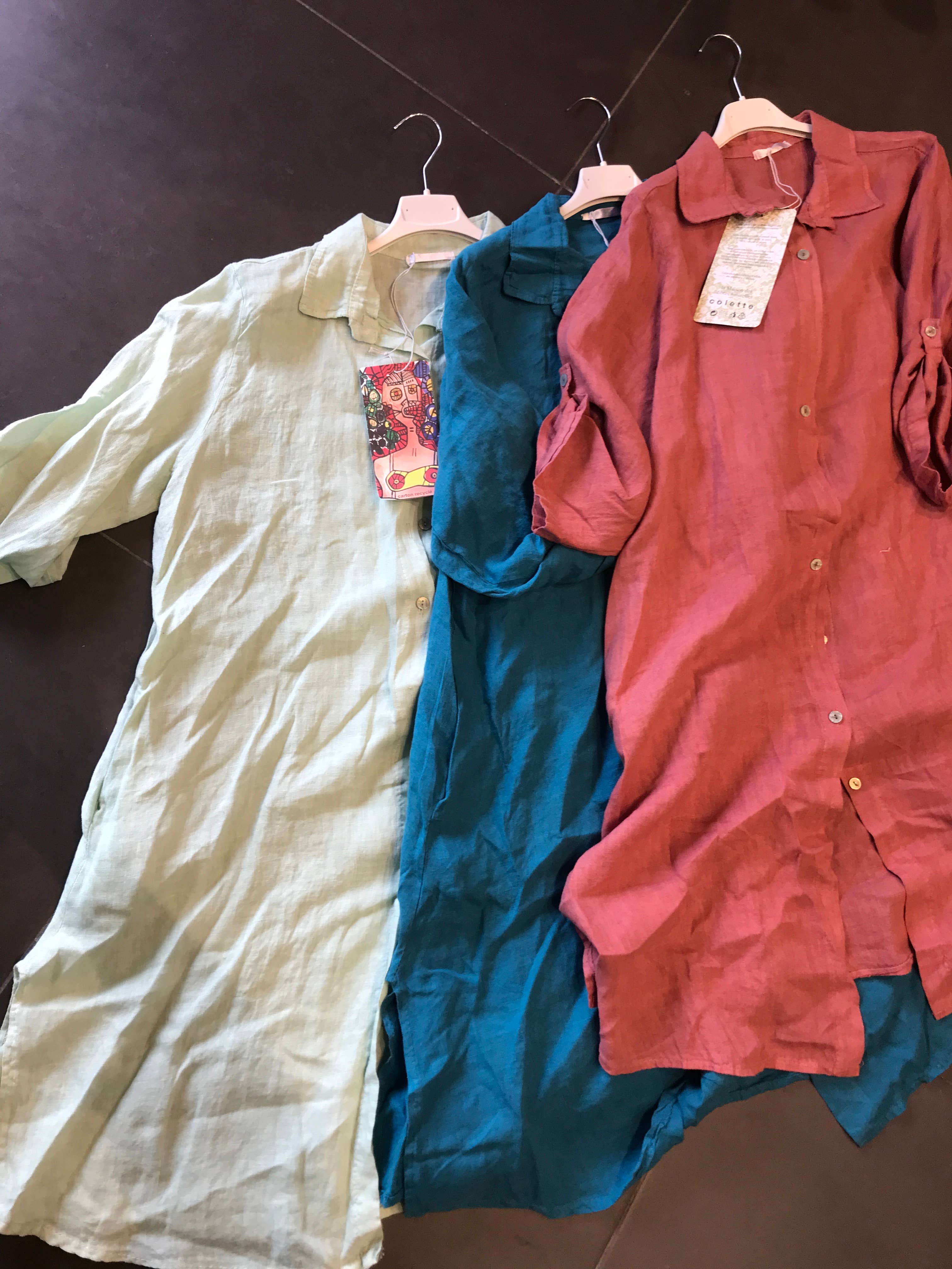 la maison des fibres naturelles - Venta al por mayor Vestido - Mujer - Vestido camisa de lino 100 % con botones, largo medio24