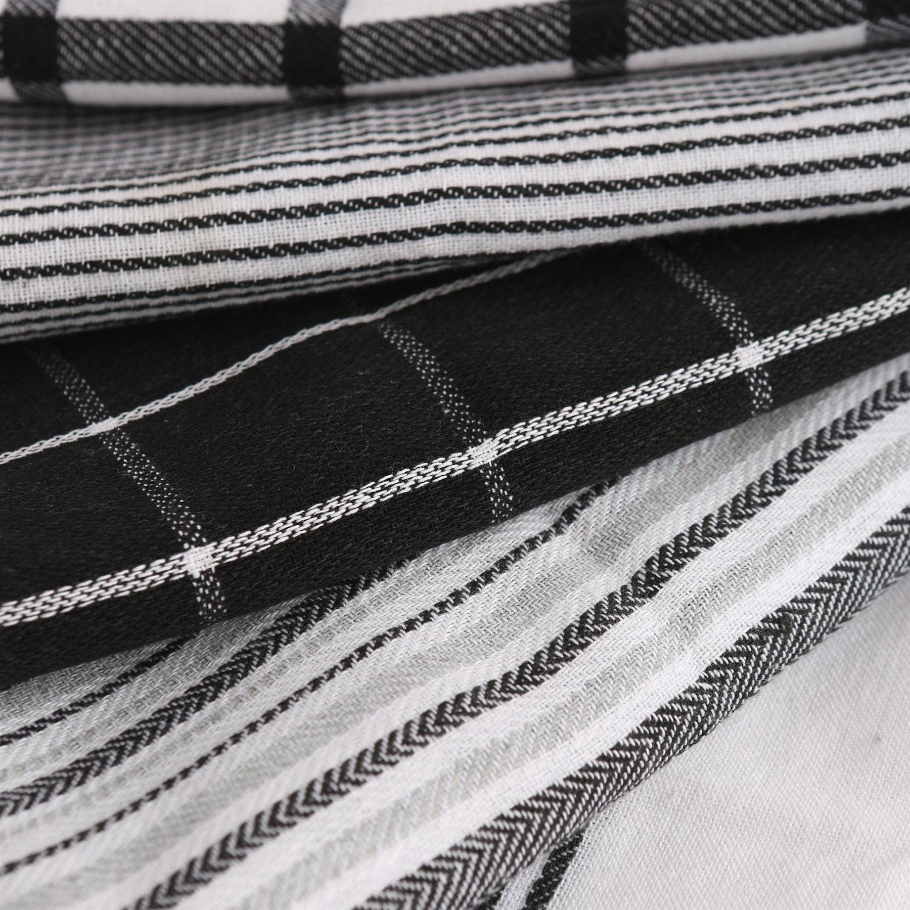 Rinkit Ltd - Wholesale Tea Towel - 5pc Monochrome Cotton Tea Towel Set - 70cm x 50cm6