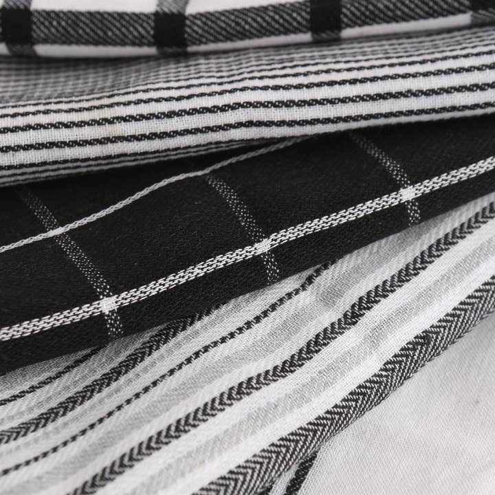 Rinkit Ltd - Wholesale Tea Towel - 5pc Monochrome Cotton Tea Towel Set - 70cm x 50cm6