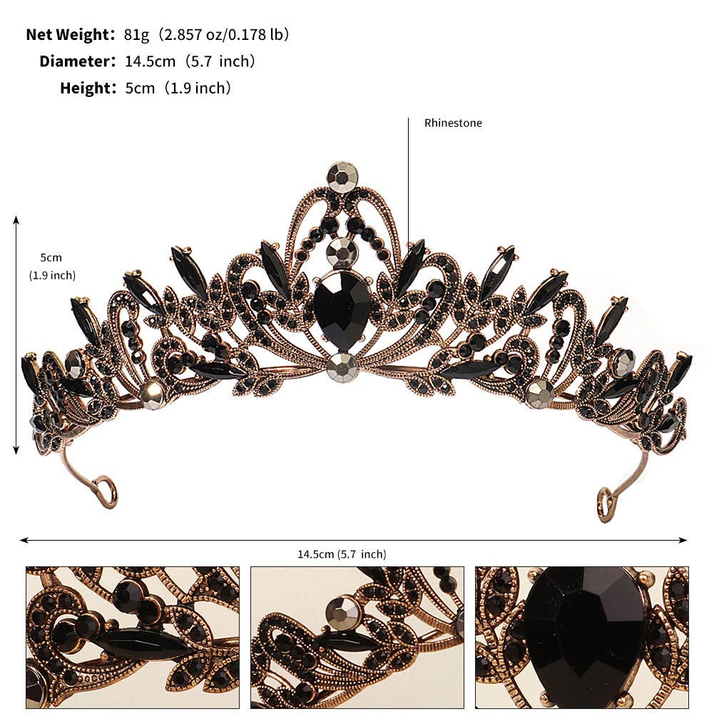 Tourtiwi - Wholesale Tiara - Women's - Obsidian Tiara Rhinestone Alloy Headdress Black Crown35