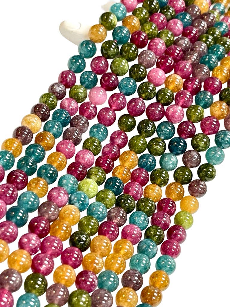 TRIVENI USA INC - Wholesale Beads - 8mm Tourmaline Quartz Gemstone Round Beads Strands 7