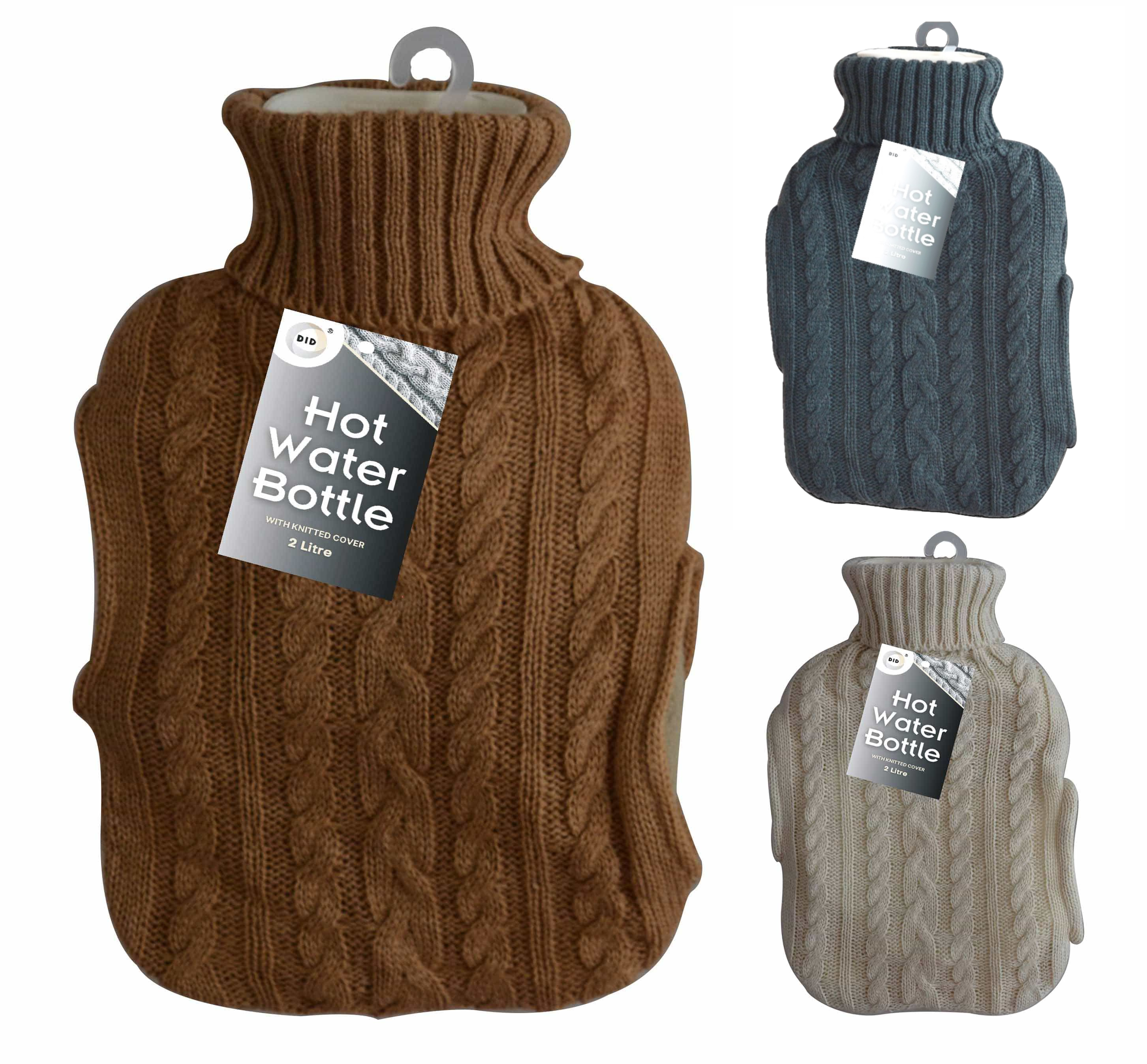 My Wholesale Warehouse – wholesale Hot/cold compress – Generise 'EXTRA WARMTH' 2 Litre Hot Water Bottle with Knitted Cover and POCKETS5