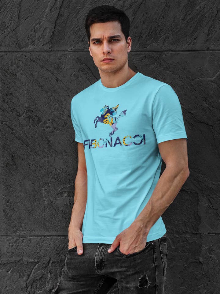 Monogram bomuld T-shirt med tropisk pastel Pegasus for engroshandel hos Claudio Fibonacci