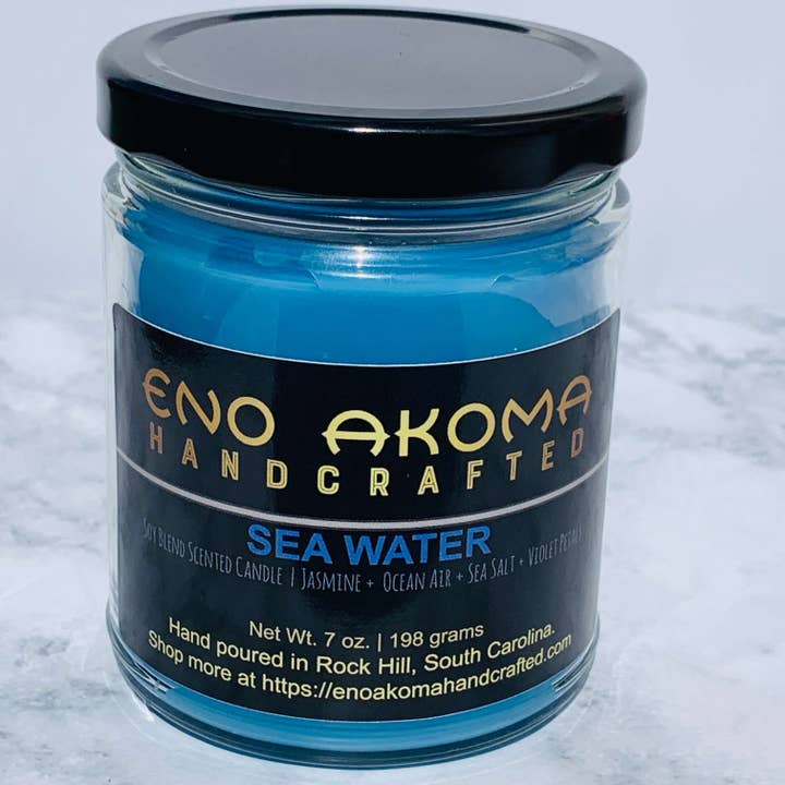 Sea Water scented soy blend candle Candle for wholesale by Eno Akoma Handcrafted