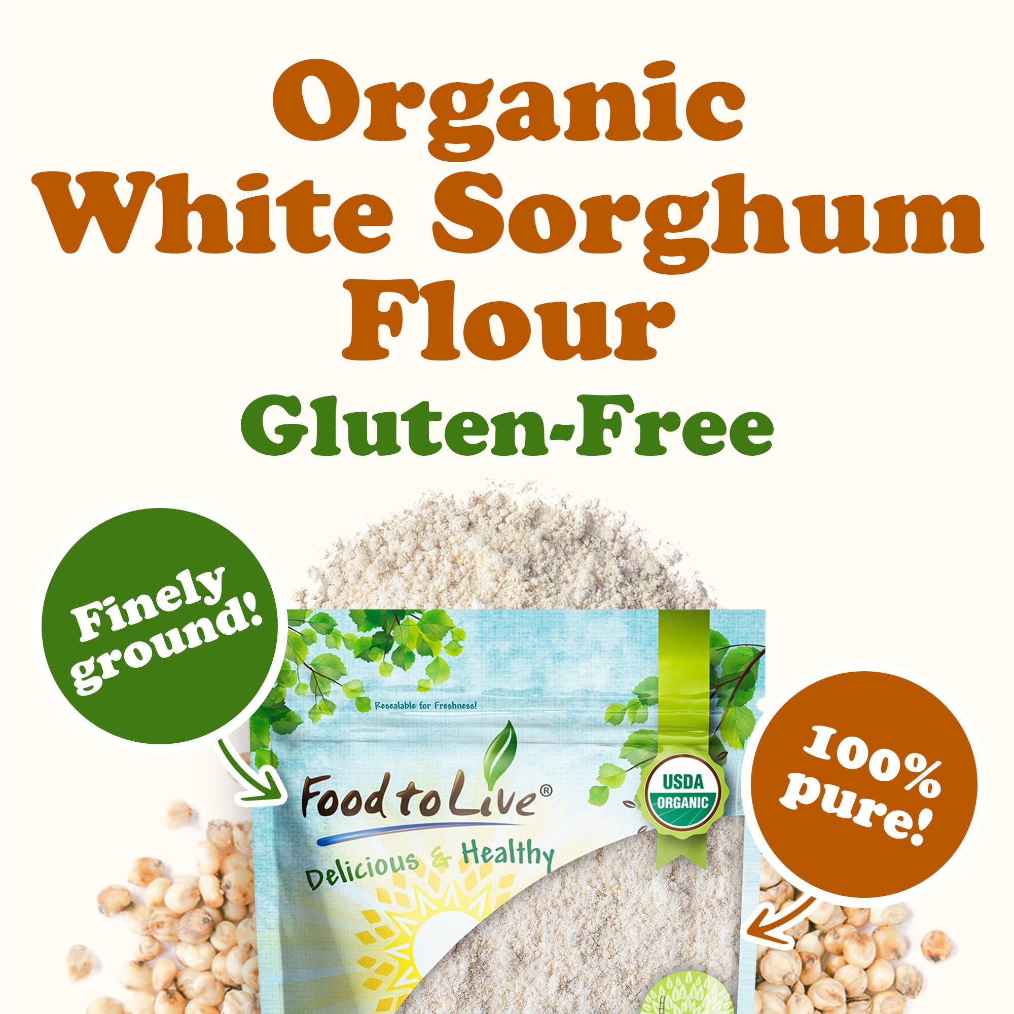 Food To Live - Wholesale Flour - Gluten-Free Organic Whole Grain White Sorghum Flour – by Food to Live3