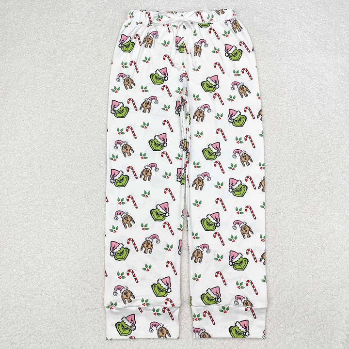 Adult Women Christmas Green Face Bottom Pants Pajamas for wholesale by Aier Wholesale