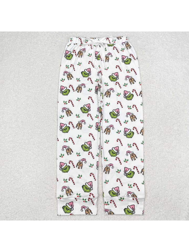 Aier Wholesale - Wholesale Sleepwear Bottom - Women's - Adult Women Christmas Green Face Bottom Pants Pajamas