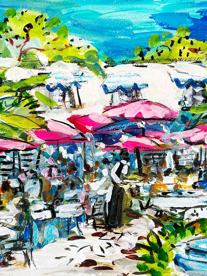 Franse kwartierdruk op papier, „New Orleans Patio at Night” voor wholesale door Maren Devine Art