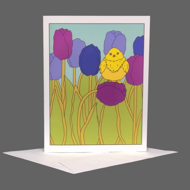 Tulip Bird Greeting Card for wholesale by Land Of The Lost Girl