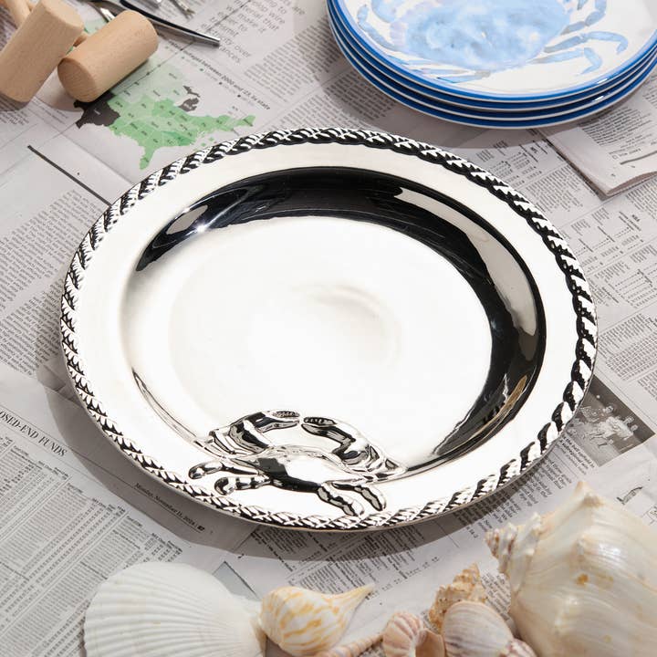 Silver Plated Crab Round Platter 13in Diam for wholesale by Certified International