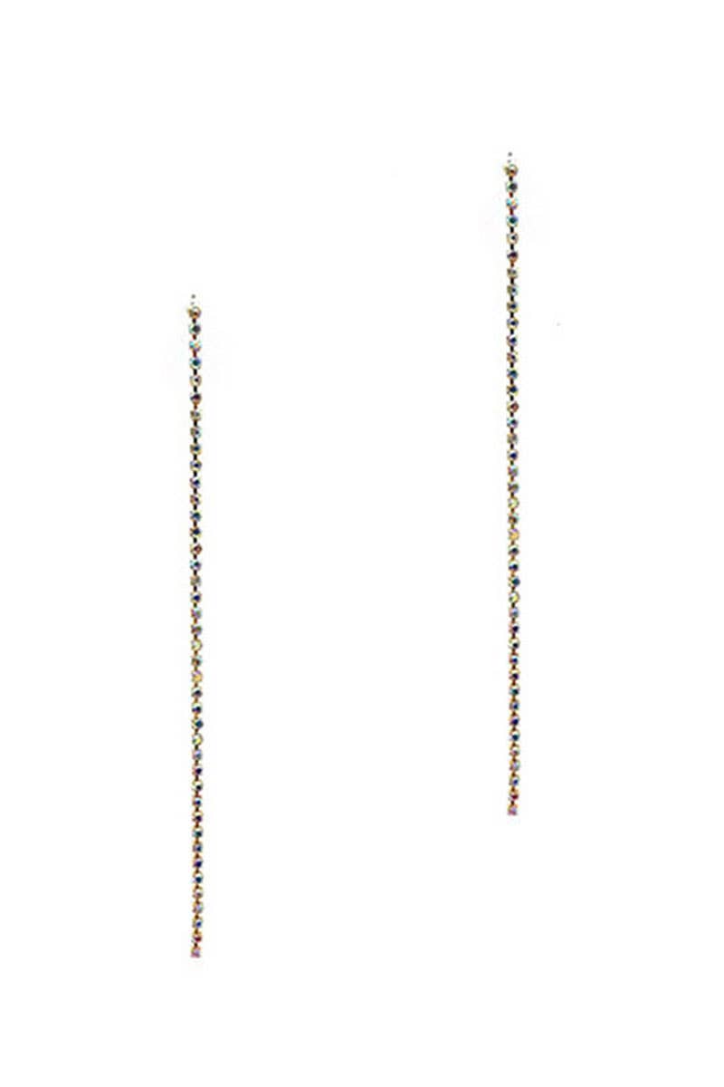 JOIA ACCESSORIES – wholesale Dangle earrings – COLOR RHINESTONE LINE DROP THREAD EARRING, GE 30102