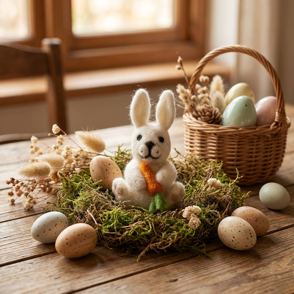 Felt So Good - Vente Objets de décoration - Décoration de Pâques en feutre à suspendre à la main avec lapin à