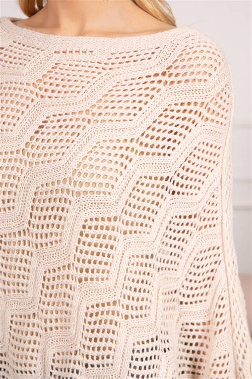 MYS Wholesale Inc - Wholesale Poncho - Women's - Knitted Net Wave Pattern Fringe Tassel Poncho5