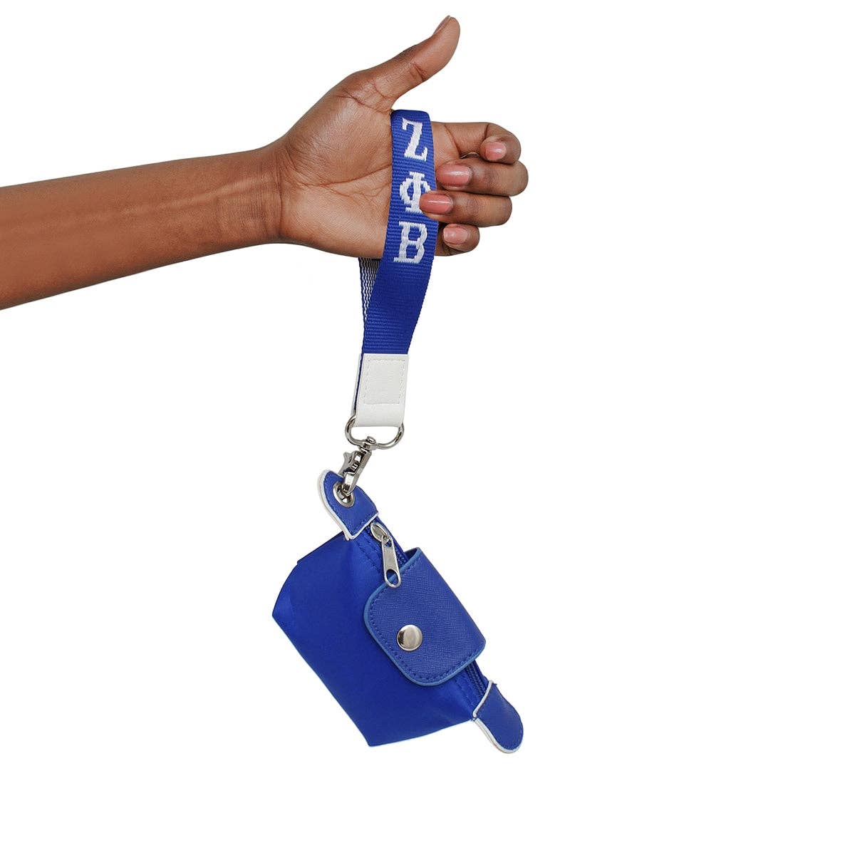 ZPB Sorority Blue Nylon Wristlet Strap Mini Pouch for wholesale on Faire1