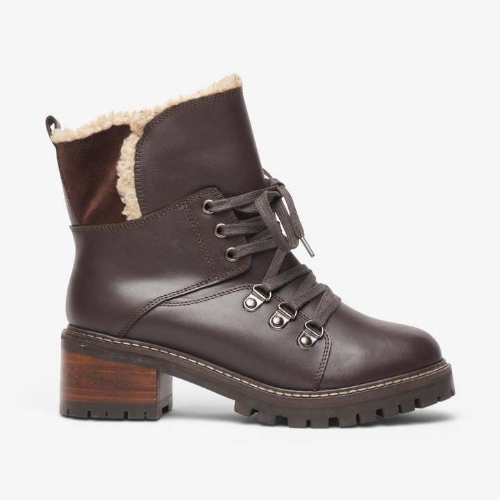 Bota de couro de salto largo com cadarço por atacado de Feather & Sole