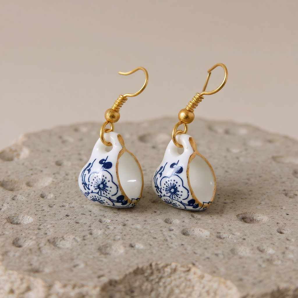 Katinki – Großhandel Ohrhänger – Ohrringe aus handbemalten Keramiktassen im chinesischen Stil0